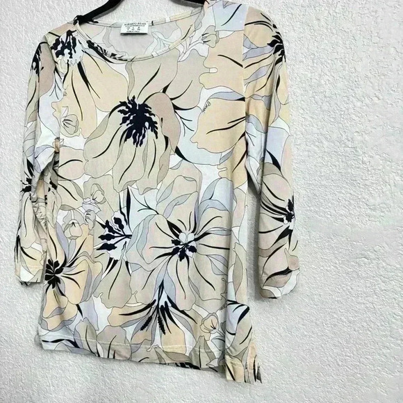 Averardo Bessi Beige/Cream Floral Blouse - Size 8 - Picture 2 of 7